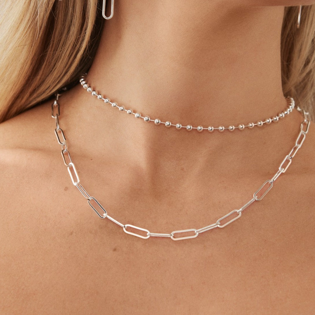 PAPERCLIP CHAIN NECKLACE, Silver