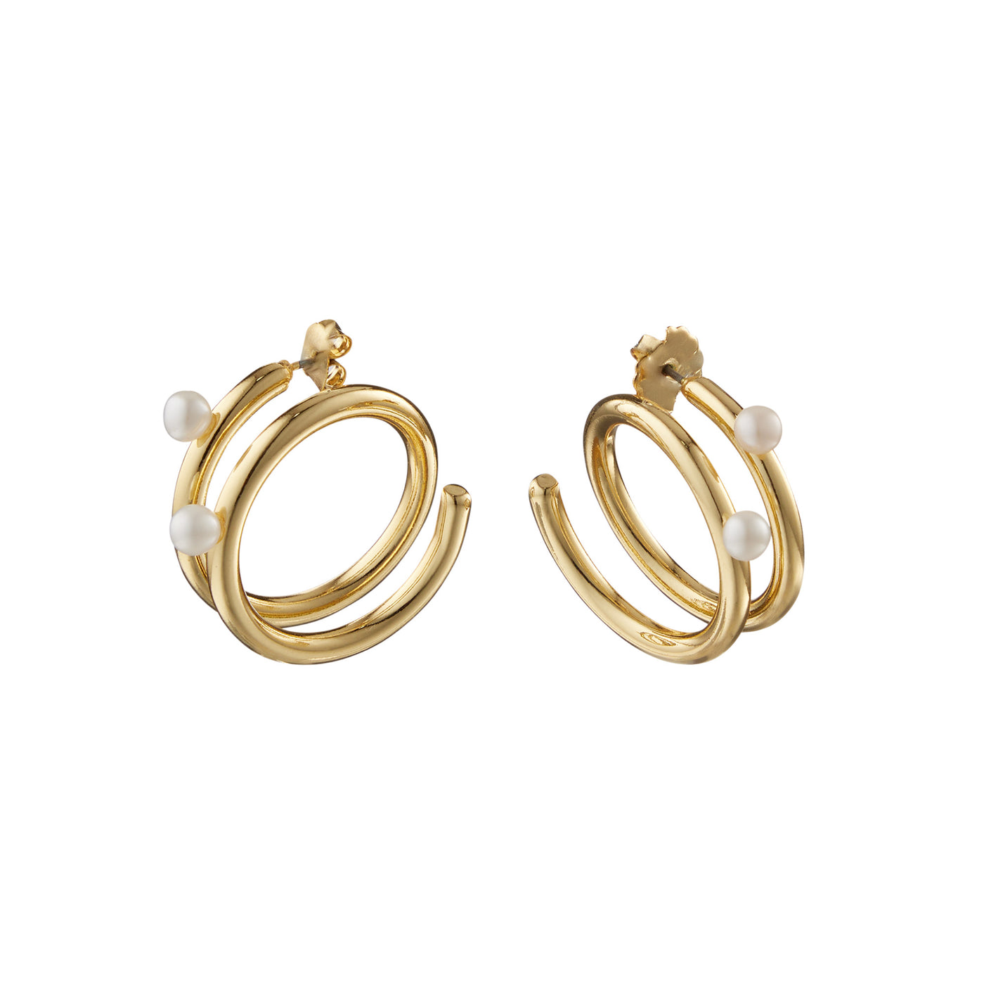 Nelli Pearl Hoop Earrings, 18KT Gold Plated & Pearls