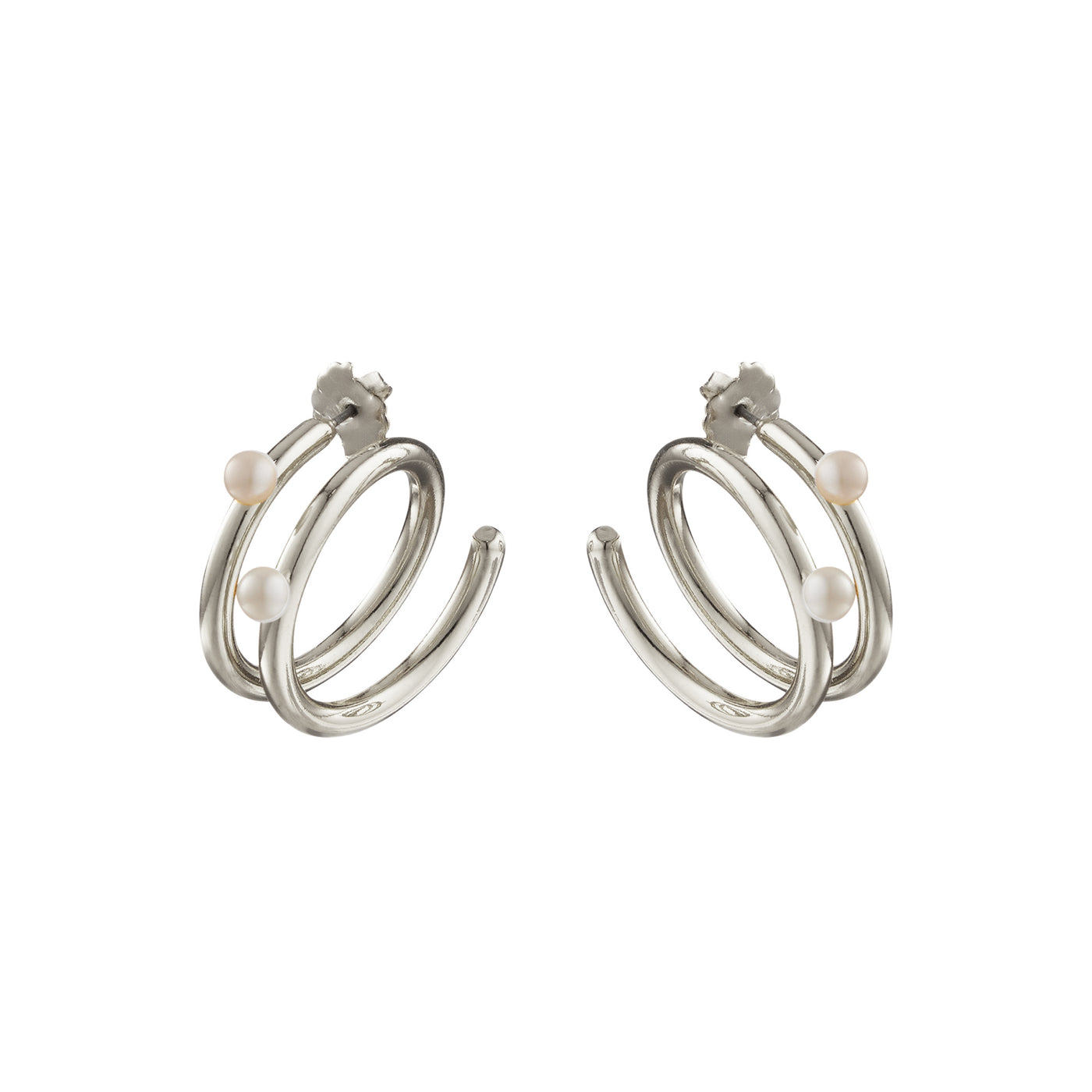 Nelli Pearl Hoop Earrings, 925 Silver Plated