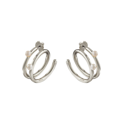 Nelli Pearl Hoop Earrings, 925 Silver Plated