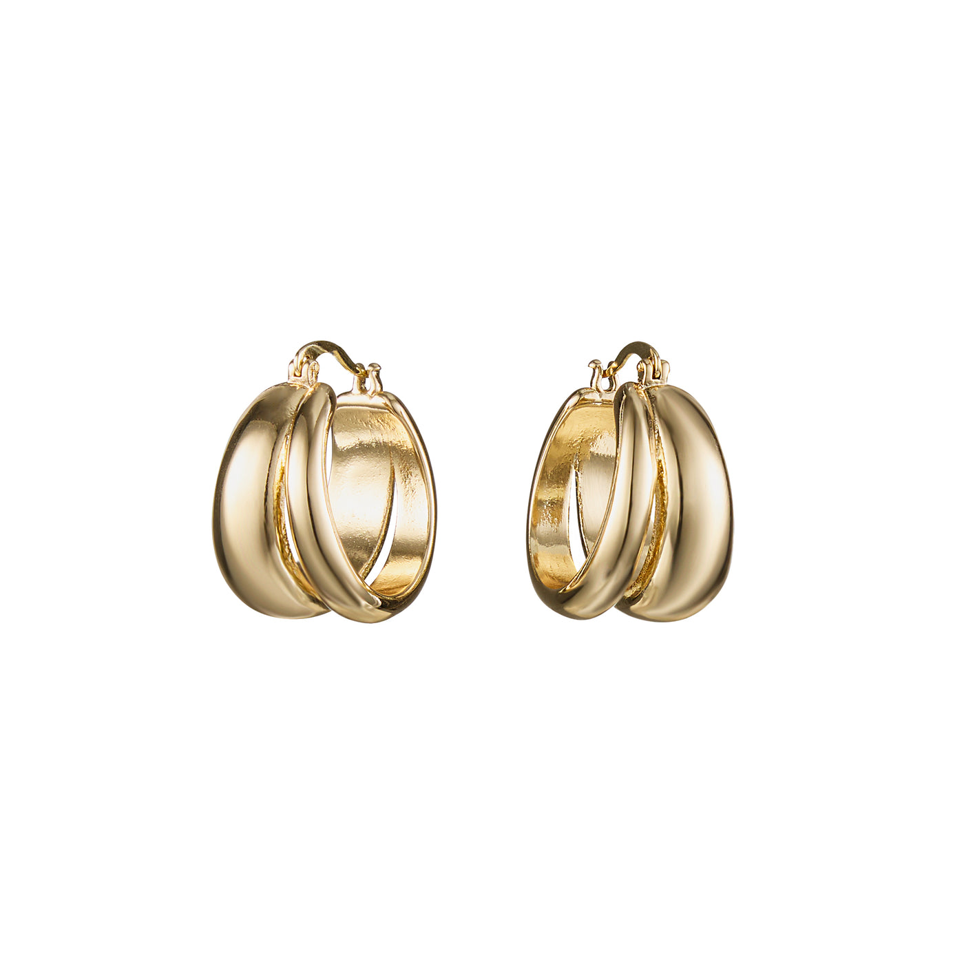 DOPPIO HOOPS, Polished Gold Plating