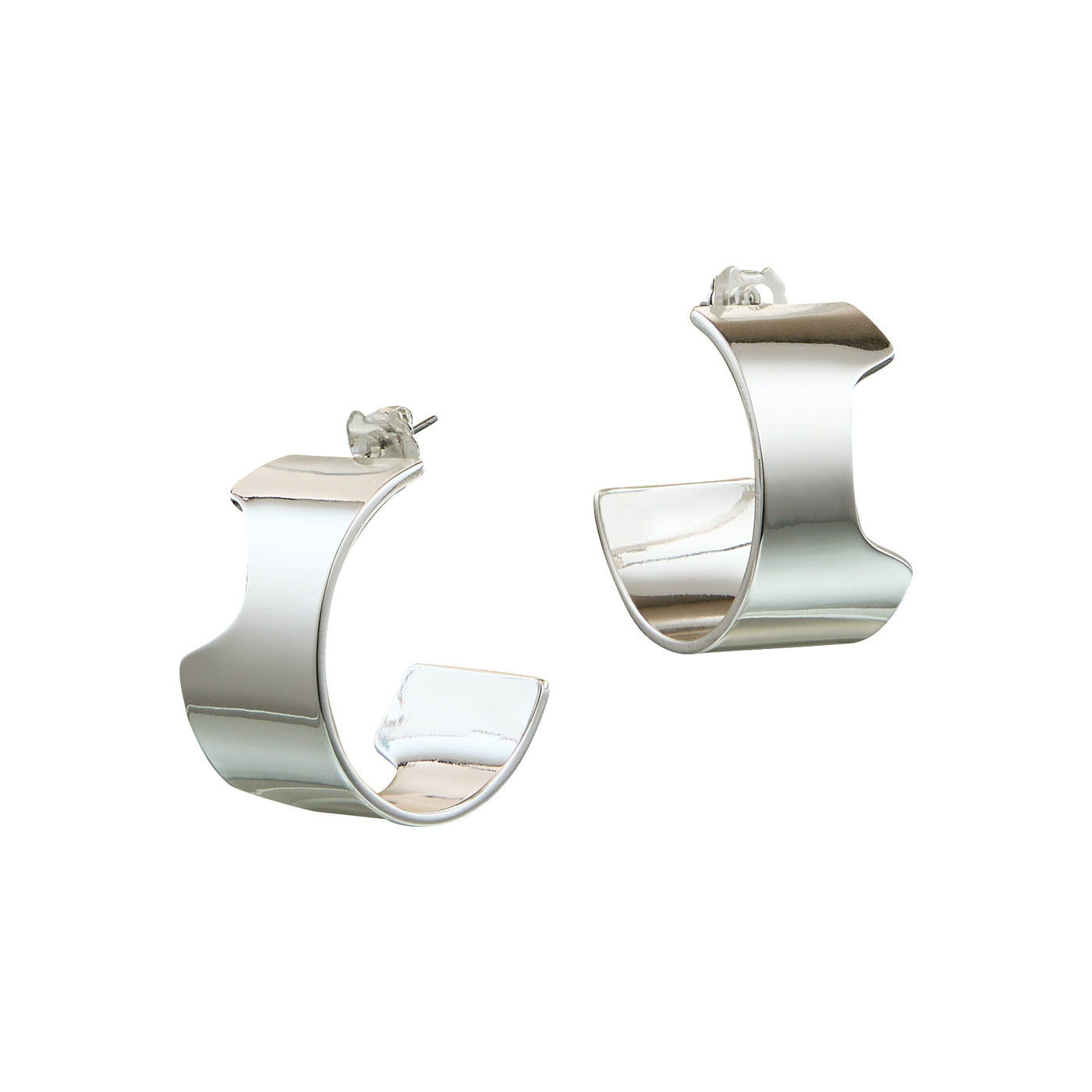 Rotto Hoop Earrings, 925 Sterling Silver Plated