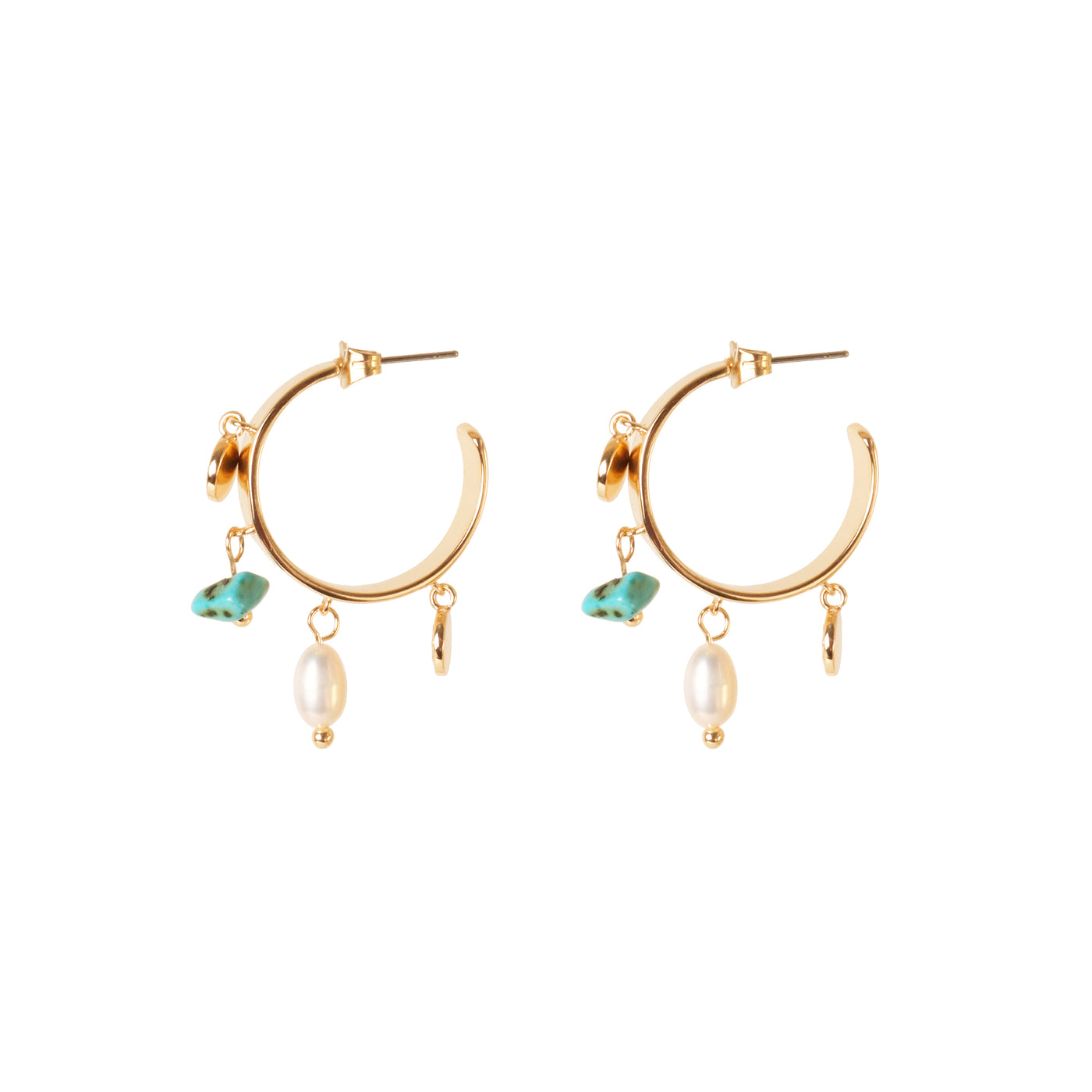 Fiore Stone & Pearl Mini Hoop Earrings