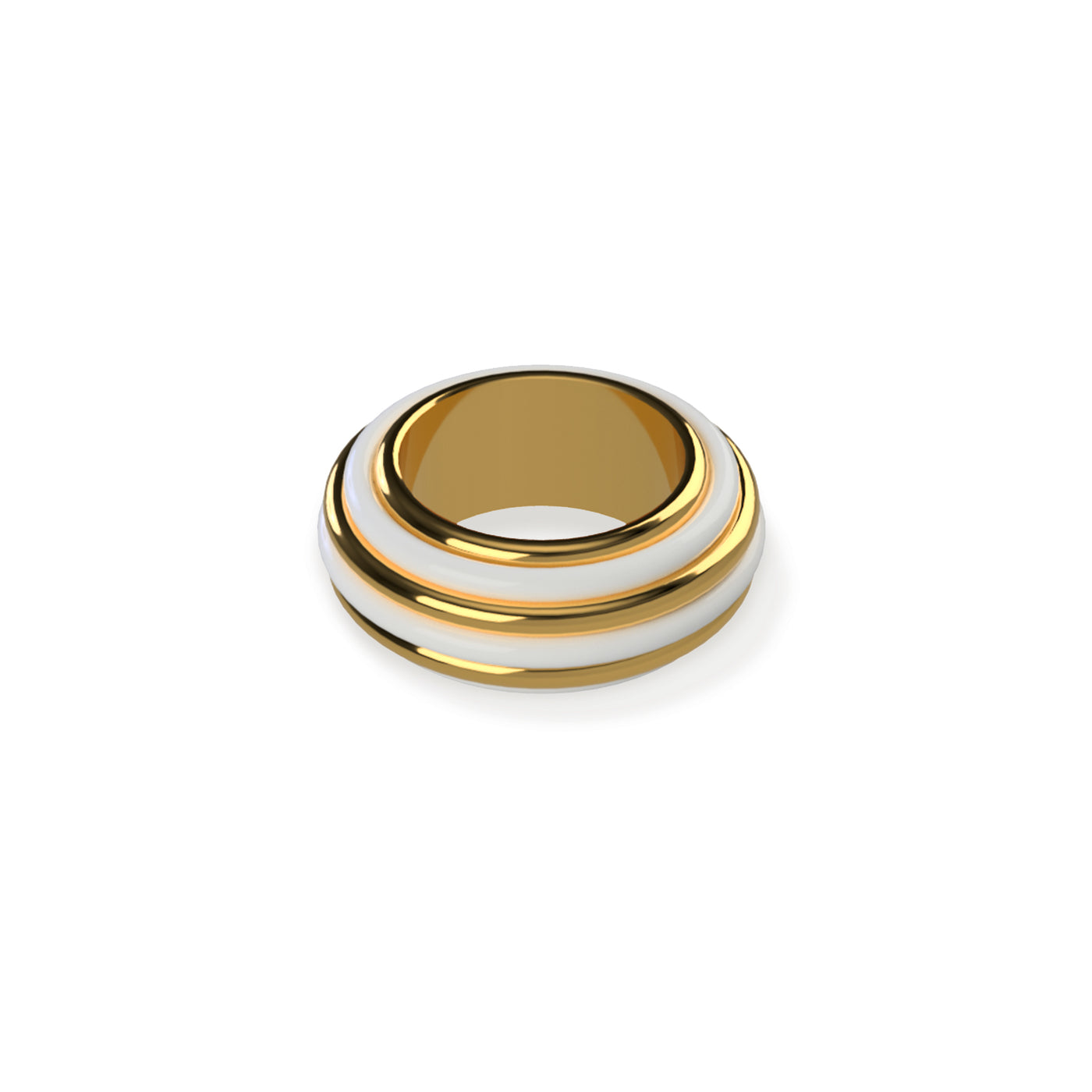 Linea Ring, 18KT Gold Plating & White Enamel