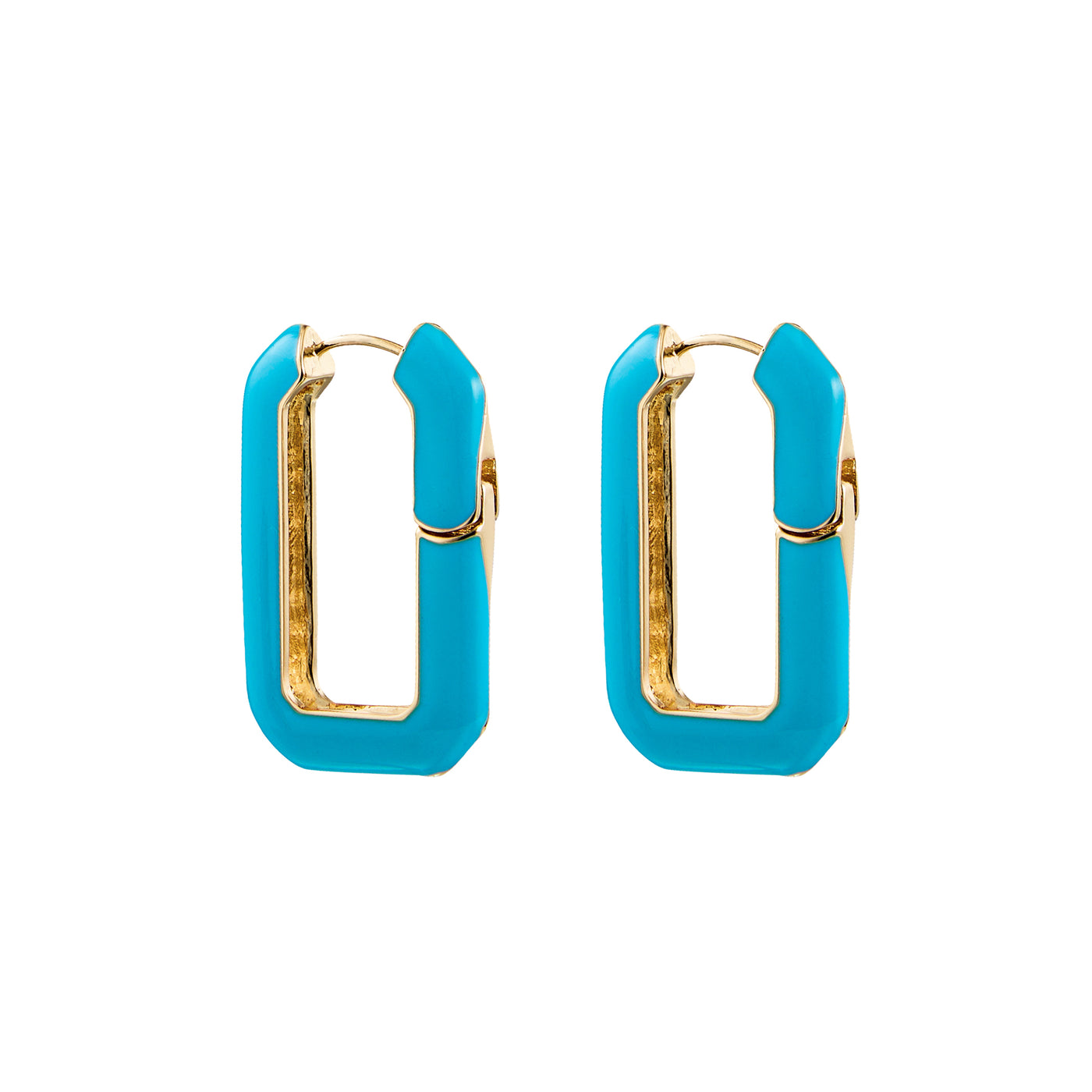 Otto Hoops Earrings, Aqua & Gold
