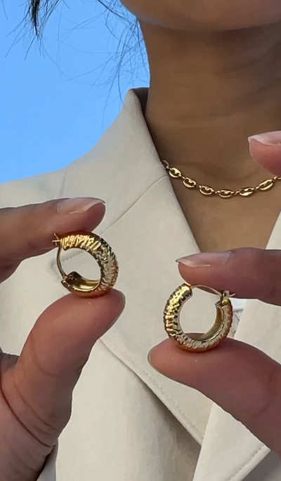 Angelina Mini Hoop Earrings, 18kt Gold Plated